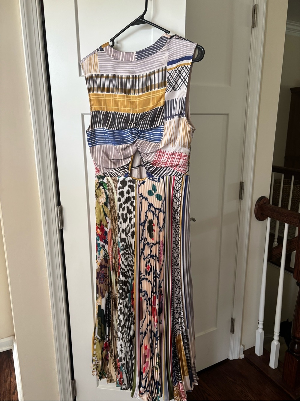 Anthropologie Multicolor Pleated Maxi Dress - Cream, Blue, Red, Green - Picture 4 of 8